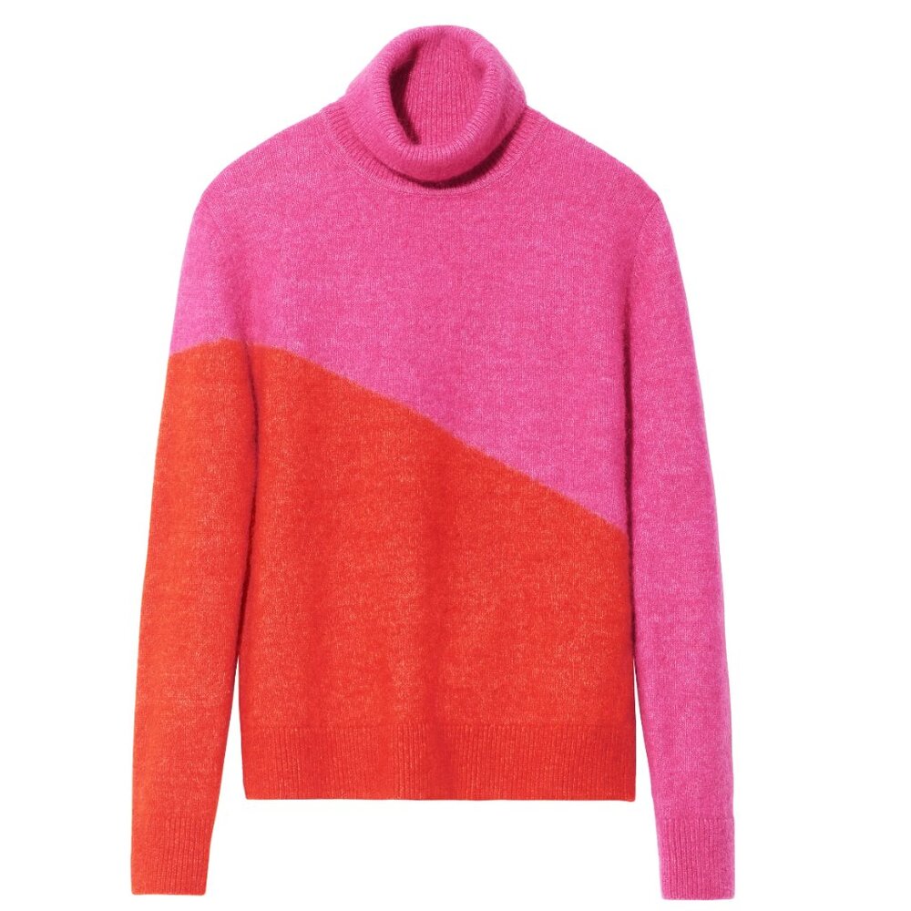 H&M Pink and Red Turtleneck Sweater